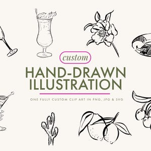 Aangepaste handgetekende clipartillustratie | Een grillige iconen voor bruiloften, feestuitnodigingen, persoonlijke lijniconen