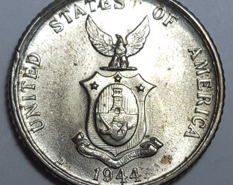 1944-D 20 Centavos 750 Fine Silver USA-Phil Centavos Philippines Under U.S. Sovereignty High Grade MS-70 Coin KM 182