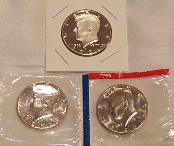 1973 P and D Kennedy Half Dollar Coins from US Mint Set 2 BU Cello 50c JFK