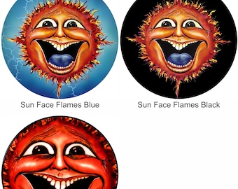 Boho Sun Face Spare Tire Cover - Humorous Hippie Decor