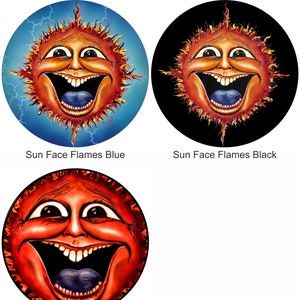 Sun Face Smile Spare Tire Cover  ~ ALL Sizes available in menu~ Camera opening option in Menu ~ Heavy Duty Tire Protector