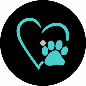 Dog Paw Spare Tire Cover Love your Pet Wheel Cover with Heart & Paw Print for Custom Tire Cover Any size spare tire Turquoise