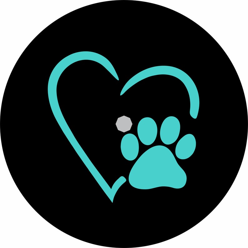 Dog Paw Spare Tire Cover Love your Pet Wheel Cover with Heart & Paw Print for Custom Tire Cover Any size spare tire Turquoise