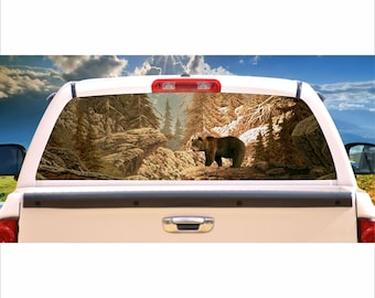 Grizzly Bear Rear Window Mural, Truck Camper RV Decal