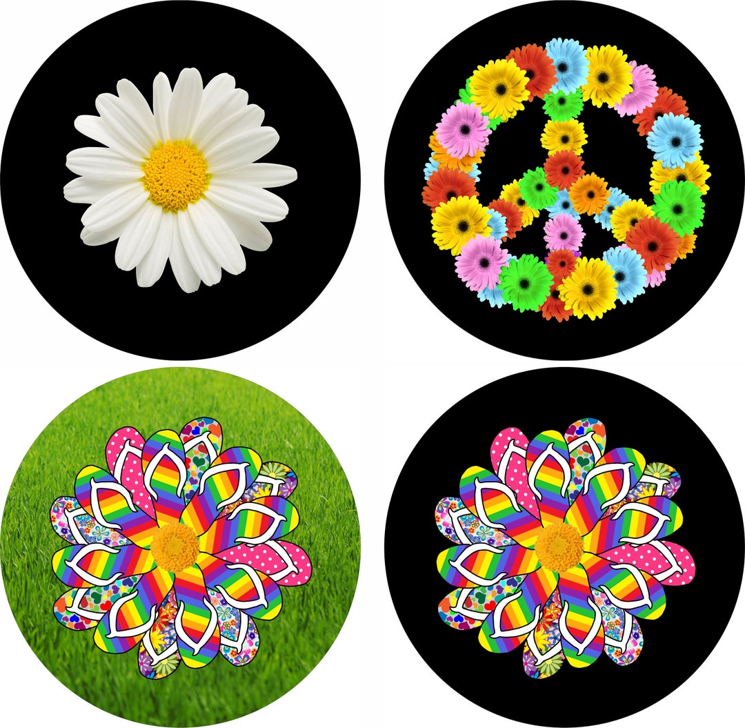 Buy Daisy Flower Peace Flip Flop Spare Tire Cover custom Made to Online in  India Etsy