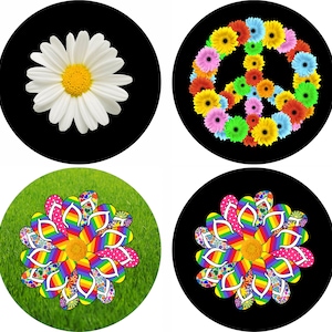 Daisy Flower Peace Flip Flop Spare Tire Cover ~Custom made to your exact tire size ~Option for camera opening in menu