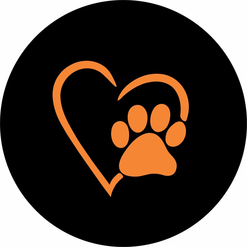 Dog Paw Spare Tire Cover Love your Pet Wheel Cover with Heart & Paw Print for Custom Tire Cover Any size spare tire Orange