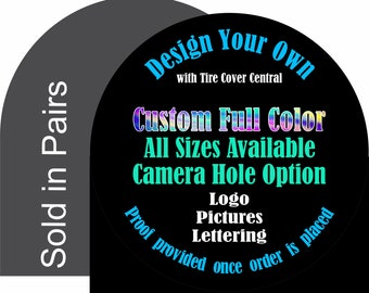 Custom Personalized RV Flat Bottom Wheel Tire Cover(Sold in Pairs-qty of 2) ~ ALL Sizes available in menu ~ Heavy Duty Tire Protector