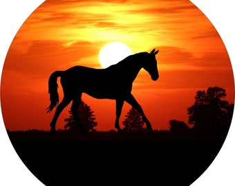 Horse Sunset Spare Tire Cover, Heavy Duty Tire Protector