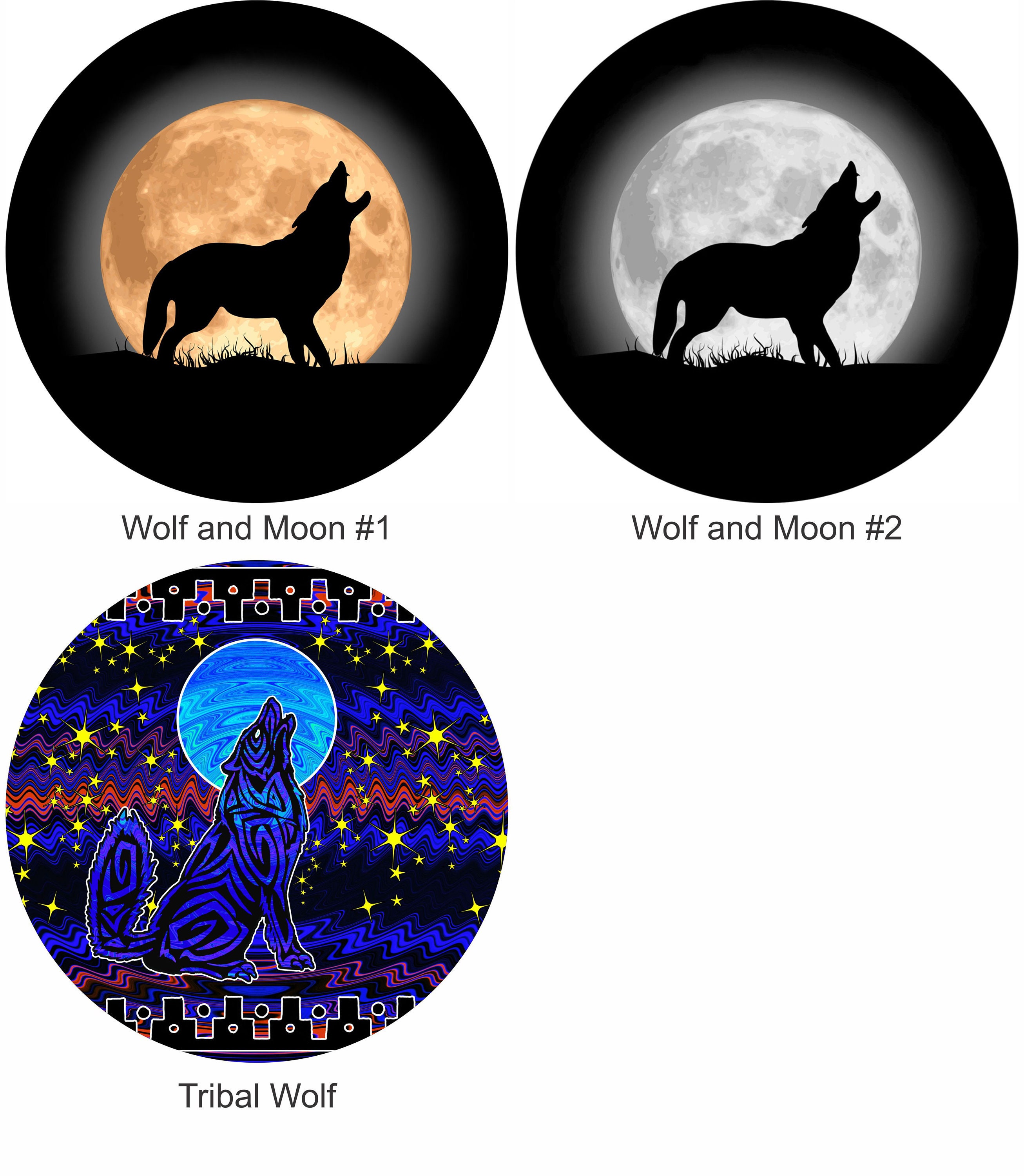 Tire Cover Central Wolf Howling at Silvery Moon Spare tire Cover (Custom  Made to Your Tire Size-Seeメニュー)