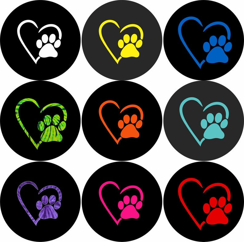 Paws love paw print & heart spare tire cover