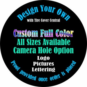 Spare Tire Covers Personalize Logos/Clubs Spare Tire Cover~ ALL Sizes available in menu~ Camera opening option in Menu~ Heavy Duty Protector