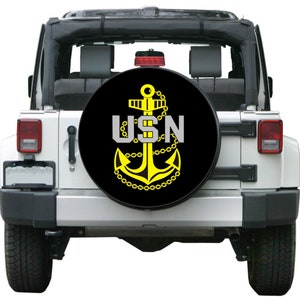 U.S. Navy Military Logo Spare Tire Cover  ~ ALL Sizes available in menu~ Camera opening option in Menu ~ Heavy Duty Tire Protector
