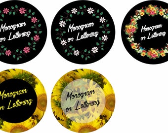 Floral Monogram Spare Tire Cover, Custom Lettering, All Sizes