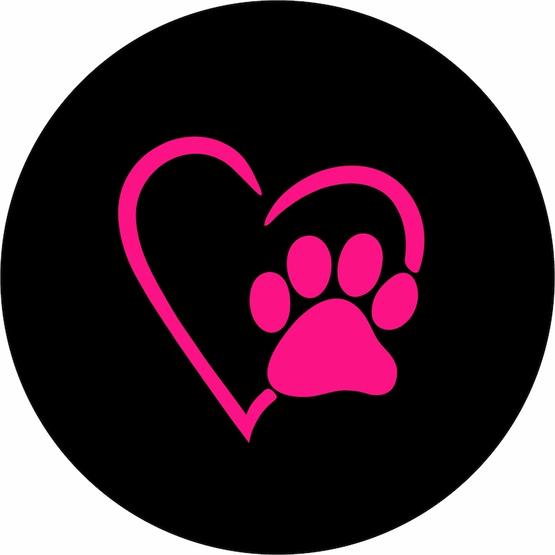 Dog Paw Spare Tire Cover Love your Pet Wheel Cover with Heart & Paw Print for Custom Tire Cover Any size spare tire Pink