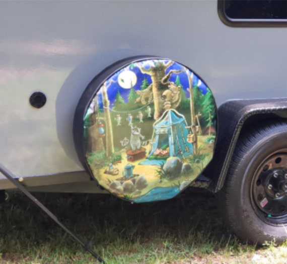Moose Bear Canoe Outdoors Funny Camping Jeep Spare Tire Cover OEM Vinyl Black 30-31 in Flag Moose Bear Canoe Outdoors Funny Camping Jeep Spare Tire Cover OEM Vinyl Black 30-31 in Flag