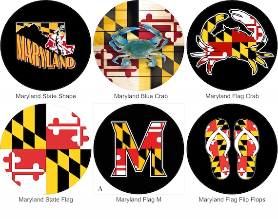Maryland Flag Tire Cover: Crab, Flip Flop, State Shape