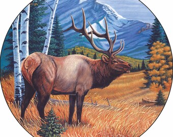 Elk or Moose Spare Tire Cover  ~ ALL Sizes available in menu~ Camera opening option in Menu ~ Heavy Duty Tire Protector