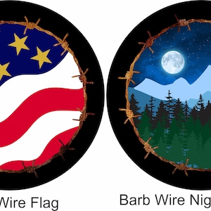 Barb Wire Spare Tire Cover US Flag Wheel Cover Moon Mountain Tire Cover with back up camera option custom tire cover for jeep rv camper