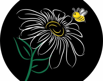 Funda para rueda de repuesto con diseño de flores y abejas, resistente y duradera.