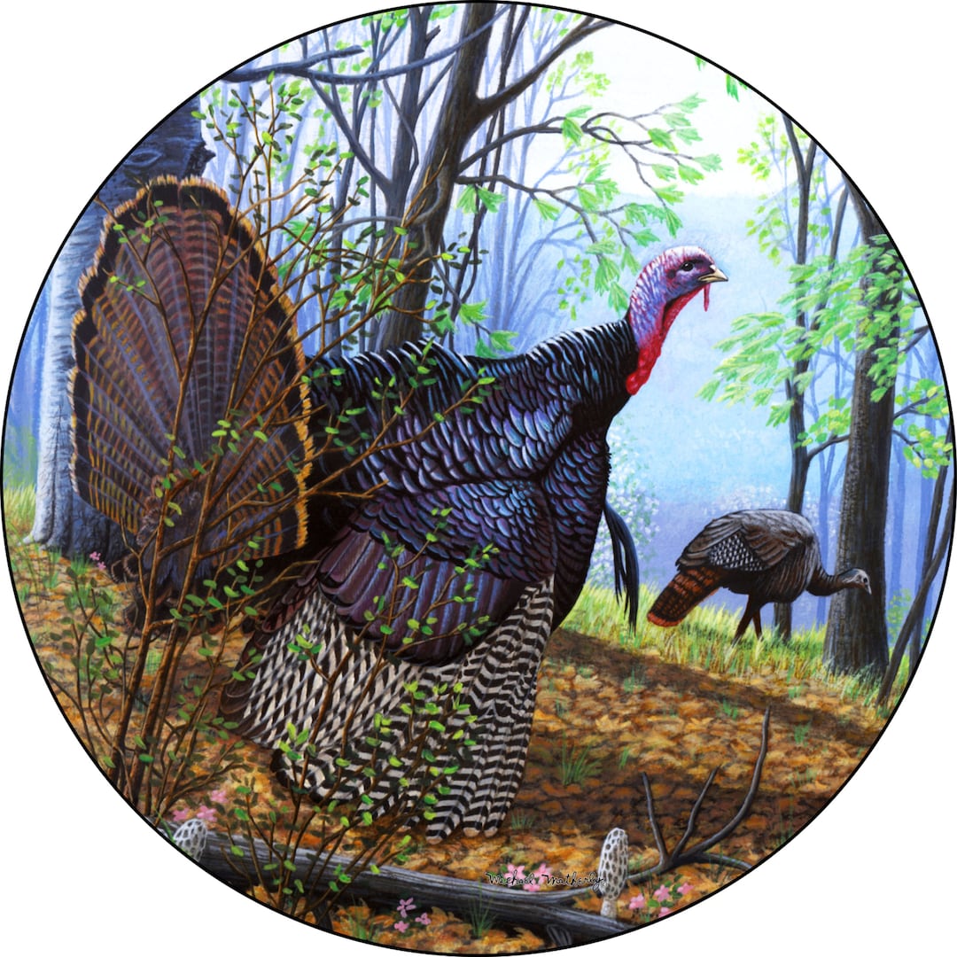 Turkey Back Protection Turkey & Hen Spare Tire Cover: Winter Forest Scene, Heavy Duty ...
