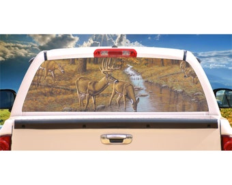 Deer Symond's Creek Rear Window Mural, Decal, or Tint for rear window in Truck, RV, Camper, etc