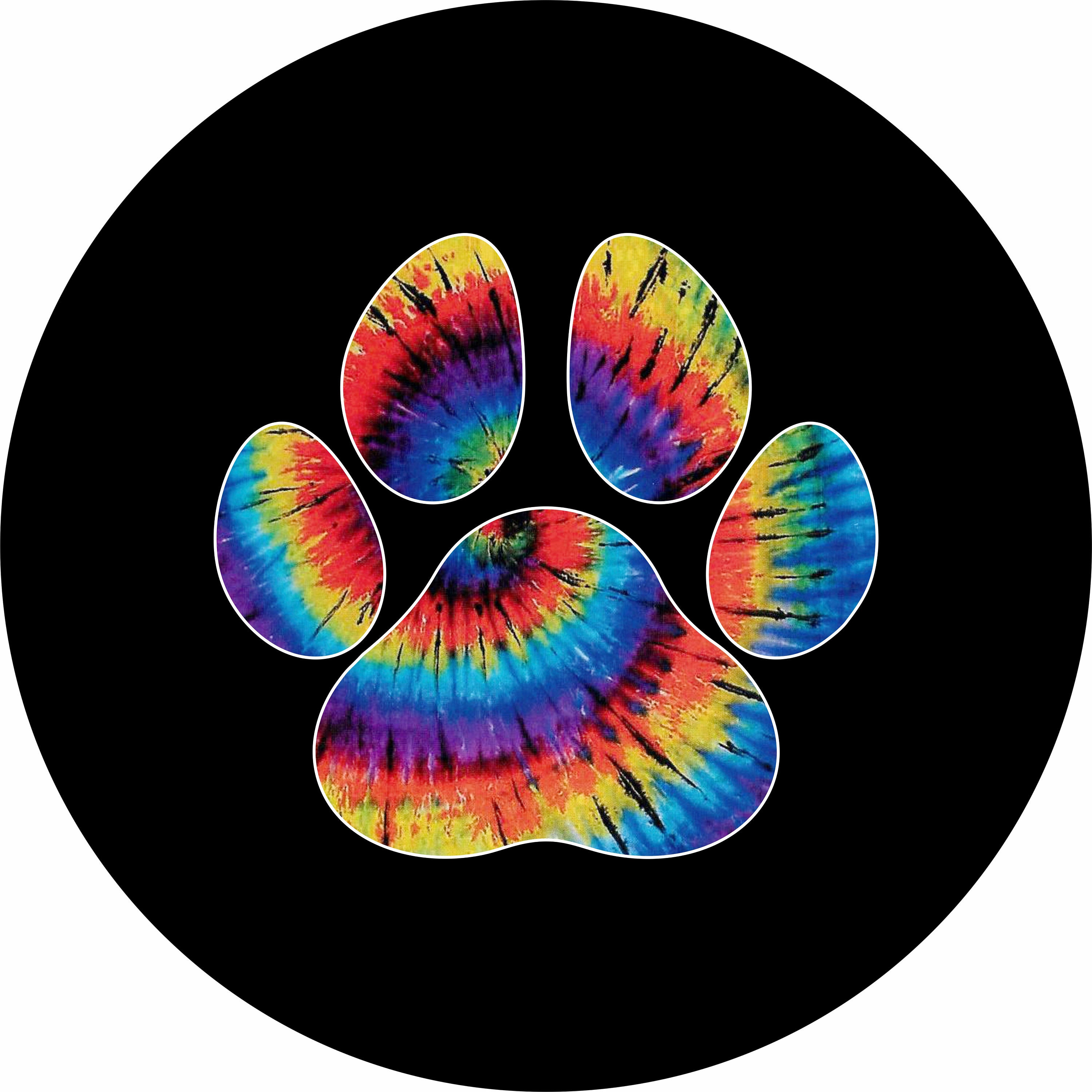 Tie Dye Dog Paw Print Spare Tire Cover Design For Jeep,