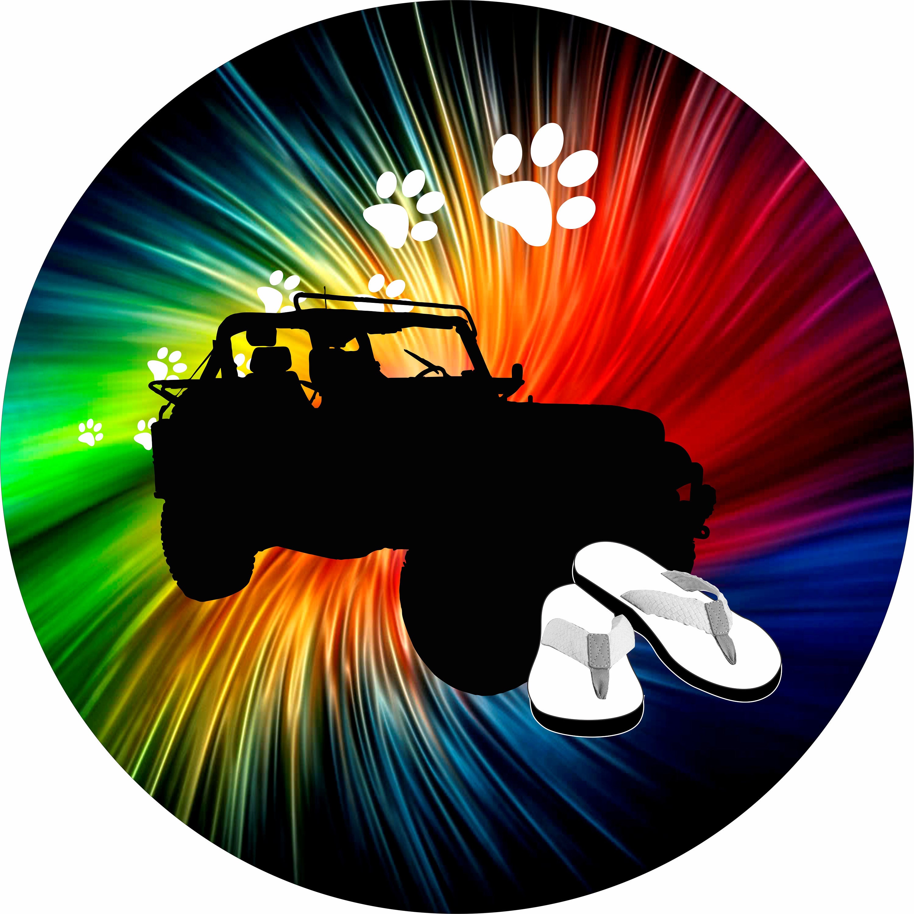 Flip Flops Dog Paws Tie Dye Spare Tire Cover Fit To Exact Etsy
