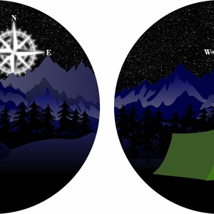 Compass Moon Spare Tire Cover ~ Custom made to fit your tire size (see drop down menu) ~ All sizes available  ~ Back up camera openings