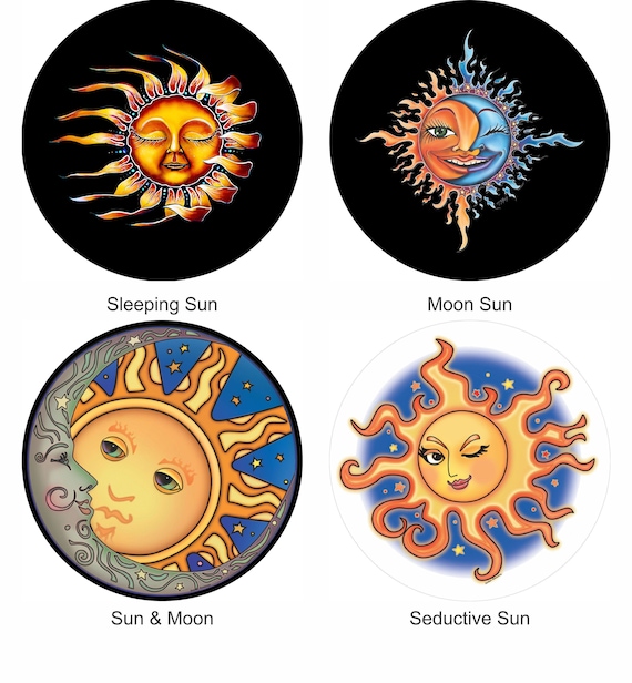 Bohemian Sun Face Spare Tire Cover, UV Resistant Vinyl