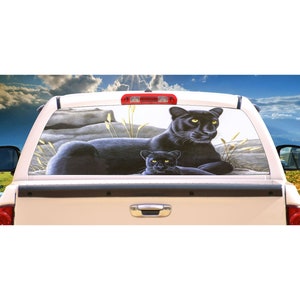 Black Panther and Cub Rear Window Sticker, Decal, or Tint for rear window in Truck, RV, Camper, etc