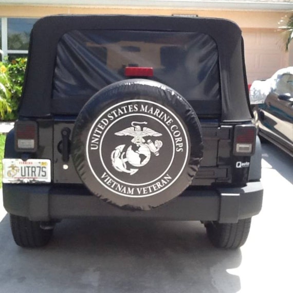 USMC Marines Combat Veteran Dust-Proof Waterproof Tire Cover Spare Wheel Tire Cover Fit for Jeep,Trailer SUV and Many Vehicle RV