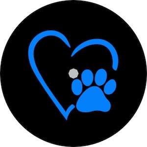 Dog Paw Spare Tire Cover Love your Pet Wheel Cover with Heart & Paw Print for Custom Tire Cover Any size spare tire Blue