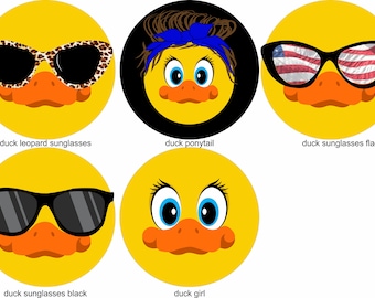 Duck with Sunglasses Tire Cover - US Flag, Leopard Print, Ponytail Duck
