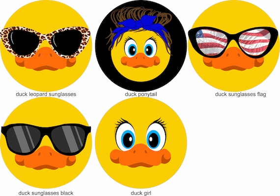 Duck with Sunglasses Tire Cover - US Flag, Leopard Print, Ponytail Duck