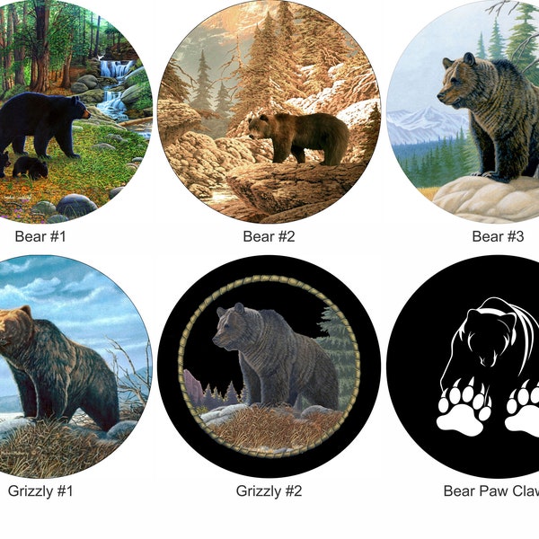 Bear Spare Tire Cover - Custom made to your Exact tire size - Option for backup camera opening in menu - Grizzly Kodiak