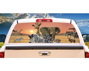 Calcomanía para ventana trasera de safari africano, tintado para camioneta, autocaravana o RV