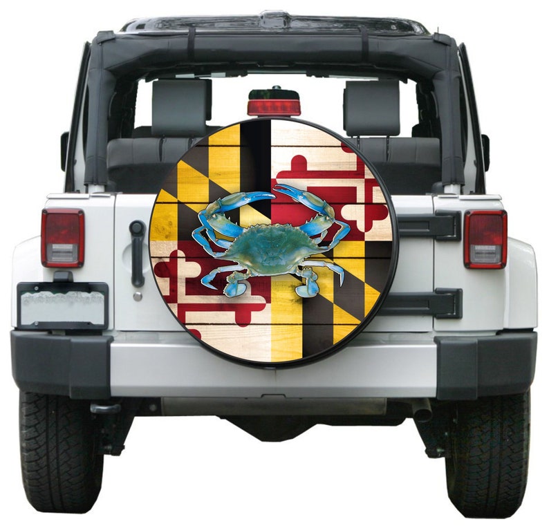 Maryland Flag Blue Crab Spare Tire Cover fit to exact tire Etsy