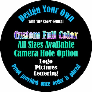 Custom Personalized Spare Tire Cover ~ ALL Sizes available in menu~ Camera opening option in Menu ~ Heavy Duty Tire Protector