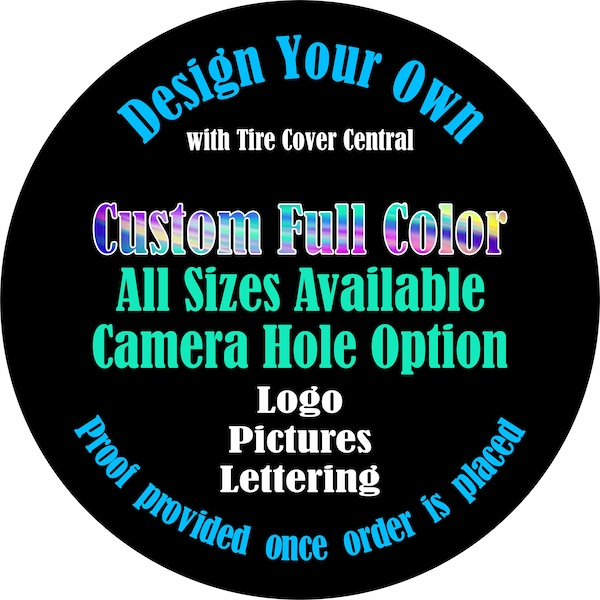 Custom Personalized Spare Tire Cover ~ ALL Sizes available in menu~ Camera opening option in Menu ~ Heavy Duty Tire Protector