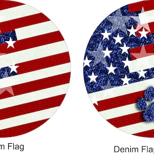 US Flag Denim Tire Cover for all tire sizes & optional back up camera hole for jeep rv camper and more