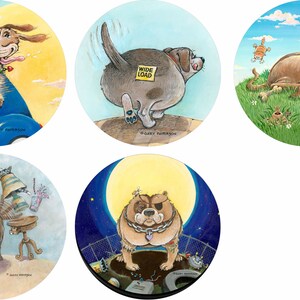Dog Cartoon Spare Tire Cover ~ Custom made to your exact tire size ~ Camera opening option ~ 2 dogs hanging out of traveling vehicle