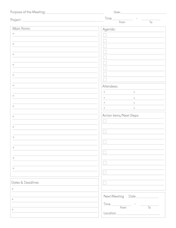 Meeting Planner PDF Etsy