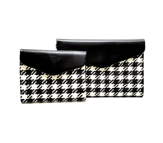 2 Vintage 60's-70's Vinyl Houndstooth Wallets Mid… - image 1