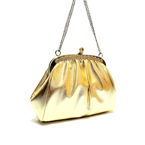 Vintage 60's-70's Gold Tone Vinilo Top Handle Monedero Bolso de mediados de siglo