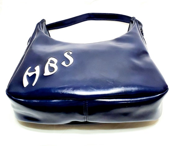Vintage 60's-70's Shoulder Bag In Blue Vinyl With… - image 6