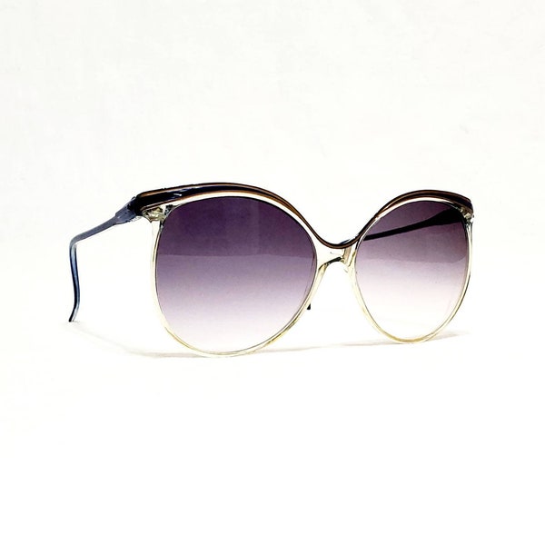 Vintage 70's-80's Blue Sunglasses Made In France Gradient Tinted Lenses