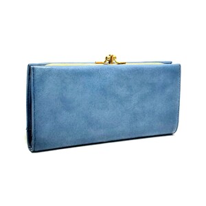 Cyanb Slim Leather Credit Card Case Holder Front Pocket Wallet Change Purse  for Women Girls with keychain Blue 