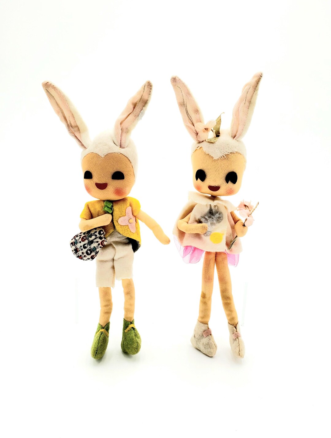 2 Vintage 60's Pixie Elf Easter Bunnies Bendable Pose Bunny - Etsy
