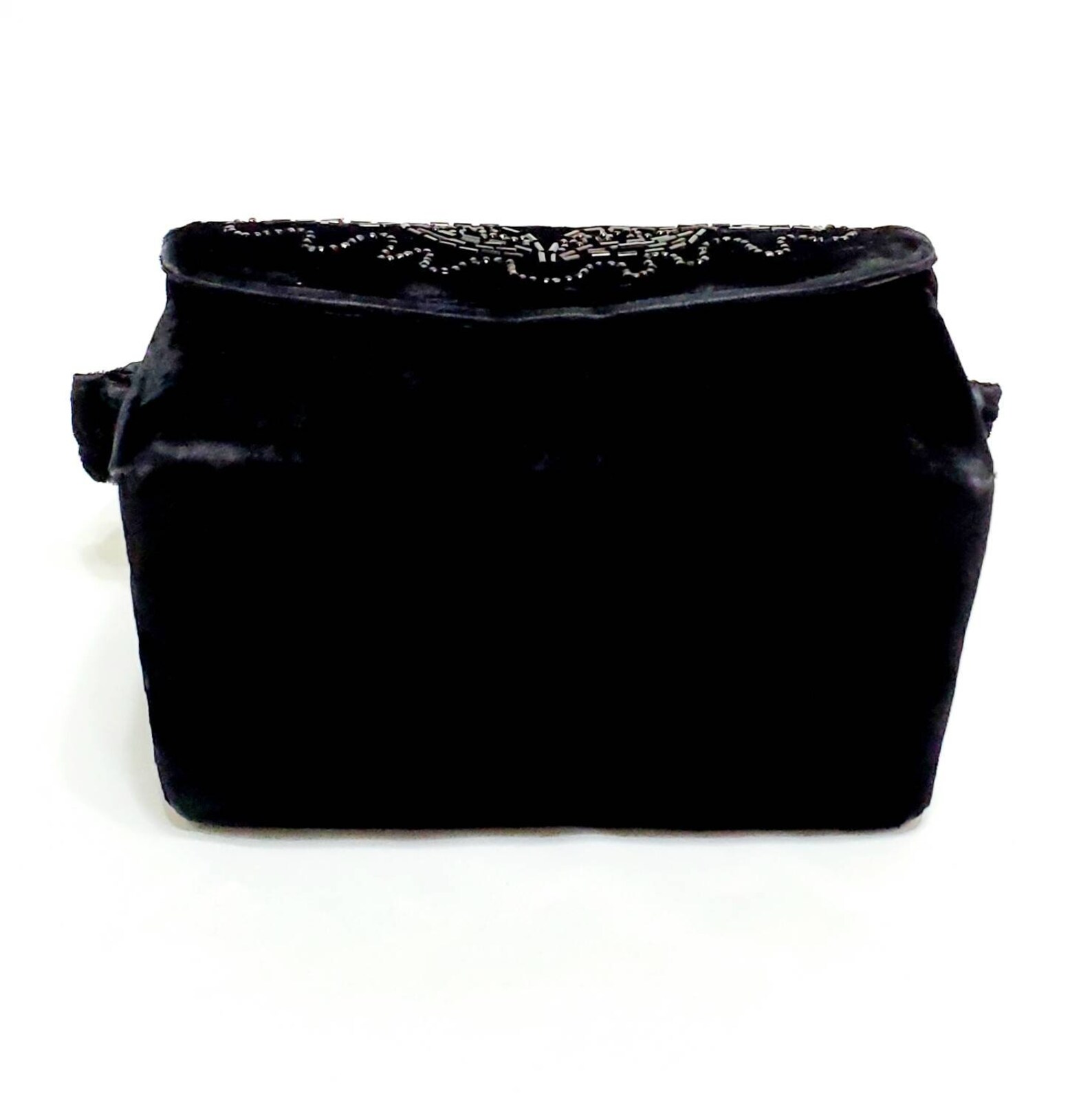 Vintage 50's Black Velvet Beaded Box Purse Midcentury Etsy